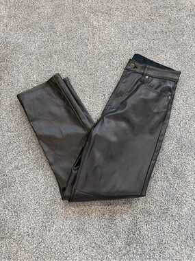 GAP Black Straight-Leg Faux Leather Pants